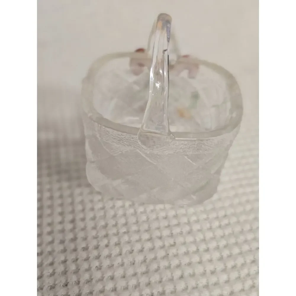 Vintage Christmas Glass Decor Set Santa Candle Holder Candy Cane Basket